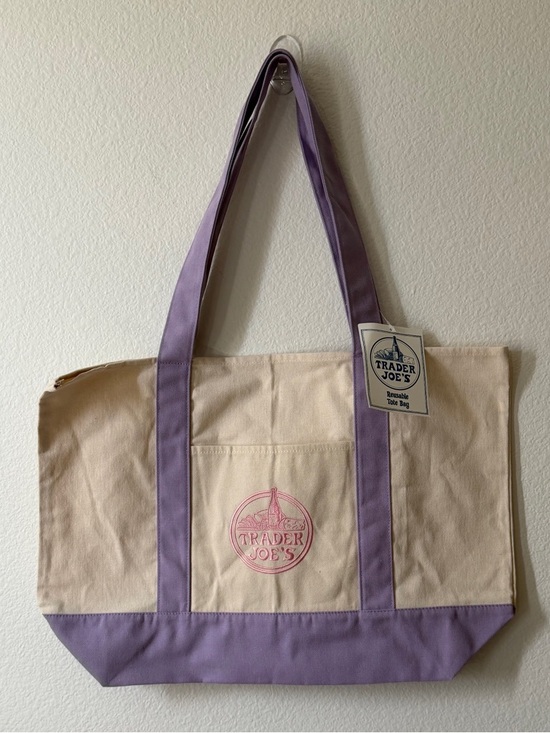 Trader Joe'S Handbags - NWT Trader Joe’s Pastel Lavender Large Canvas Tote Bag